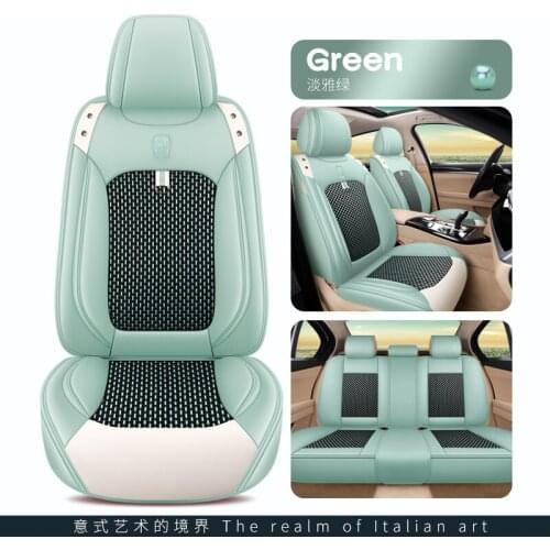 Car Seat Cover Front/Rear Vehicle Cushion Not Moves Universal Pu Leather Green/Blue Non-Slide For Kia Rio Y6 X45