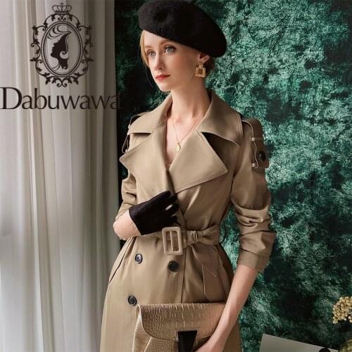 Женские двубортные тренчи Dabuwawa China At AliExpress