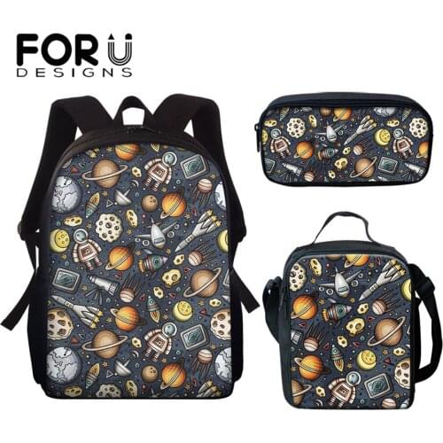FORUDESIGNS Space Pattern Printing Kid School Bag Children Primary Durable Back Pack Multifunction Travel Backpacks for Teenager