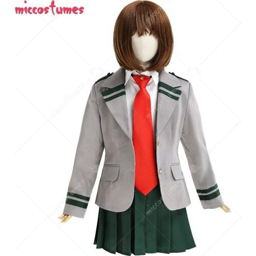 Kids Girls My Hero Academia Boku no Hero Academia Ochako Tsuyu Cosplay Costume Child School Uniform Full Set with Tie