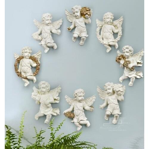 European Creative Resin Angel Home Furnishing Decoration Crafts 3D Three-dimensional Wall Background Mural Ornament Accessories