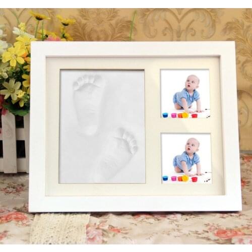Baby Hand&Foot Print Hands Feet Baby Photo Frame DIY Handprint With Cover Fingerprint Mud Set Newborn Baby Growth Memorial Gift