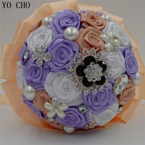 Artificial silk flower bridal bouquet lace crystal wedding bouquets jewelry rhinestone pearl bouquet supplies wedding flowers