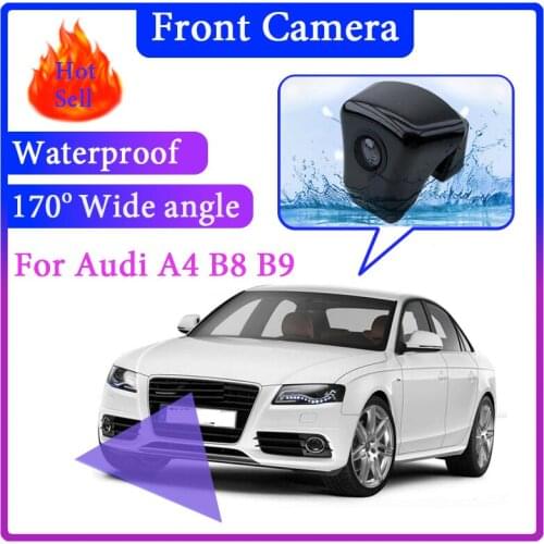 For Audi A4 B8 8K B9 8W 2008~2020 Car LOGO Front View Camera Night Vision HD Wide Angle Degree Embedded Blind Spot Area Camera