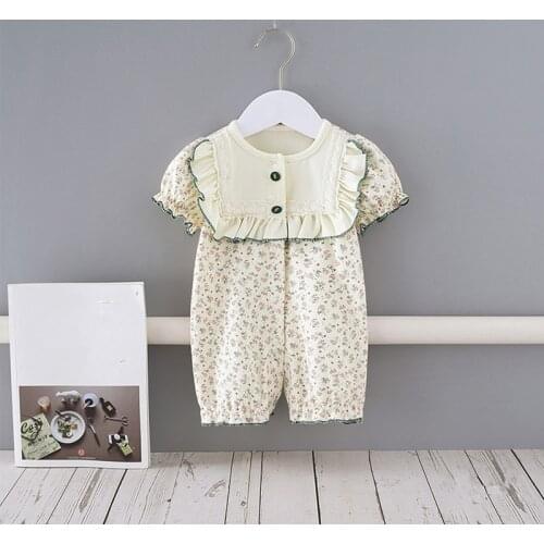 Summer Boys Rompers Cotton Floral Baby Clothes Infant Romper Toddler Kids Jumpsuits for Birthday Baptism 0-2Y