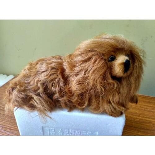 Brown simulation lying dog model polyethylene&fur golden dog doll about 28x16cm 1848
