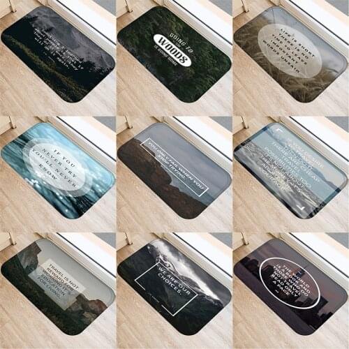 Landscape Floor Mats Pattern Landscape Letter Printed Bathroom Kitchen Carpet Doormat Floor Mat for Living Room Anti-Slip Tapete