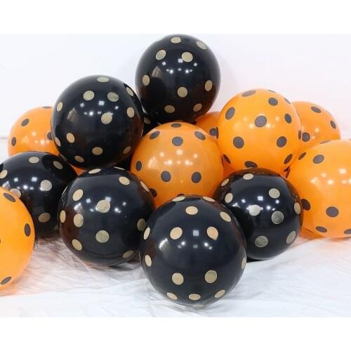 12pcs 5/12inch Black Orange Polka Dot Balloons Halloween Party Decoration Scary Eyes Latex Globos Baby Shower Kids Supplies