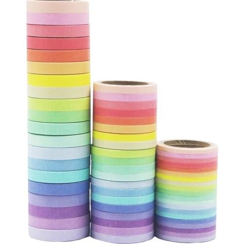 1Set Rainbow Color Washi Tape Scrapbooking Tools Decoration Stickers Masking Tapes 3MM/5MM/7.5MM Self Adhesive DIY Handmade