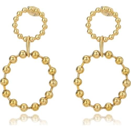 Statement Round Beads Hollow Dangle Earrings 2021 Stainless Steel Simple Geometric Metal Earrings Jewelry Accessories Gifts