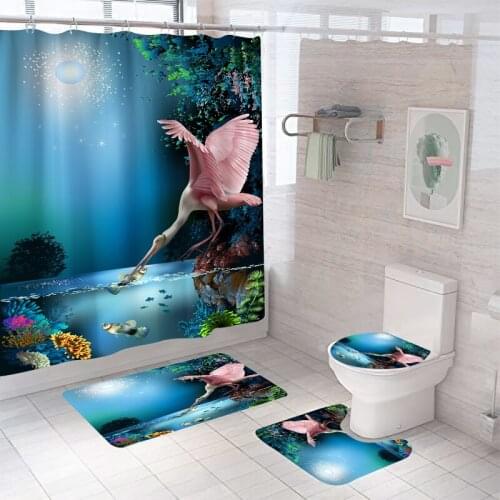 Waterproof Bathing Bathroom Shower Curtain Set Non-Slip Bath Mat Rug Carpet Sets Toilet Cover Home Decor Bathroom Decor