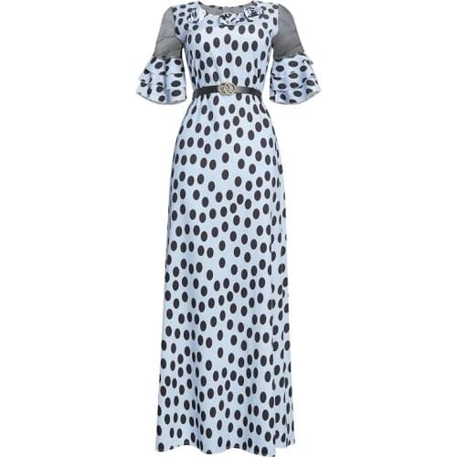 2021 Clothing New Fashion Popite WomenS Dress Shows Slim And Long A-Line Skirt Wave Point Lace