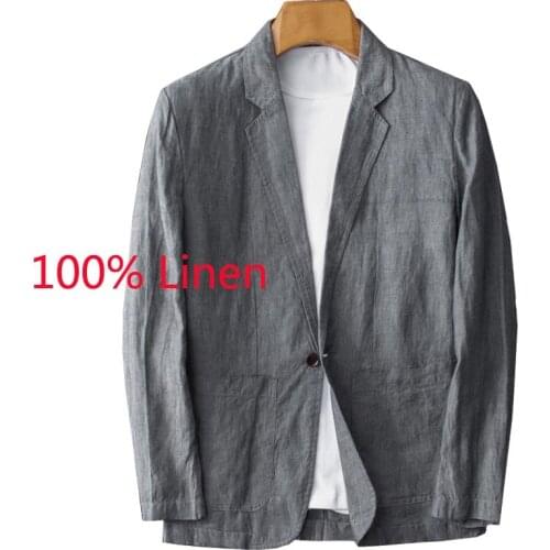New Arrival High Quality Linen Suit Men Fashion Thin Pure Pleated Cotton Casual Spring And Autumn Blazer Size M L XL 2XL 3XL