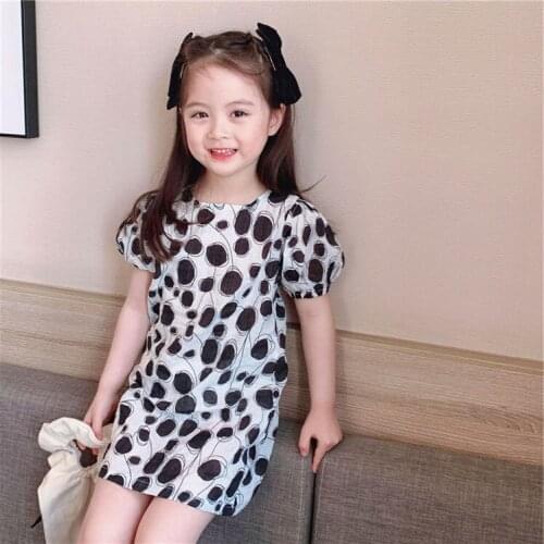 Dot Print Dress for Girl 2021 Childrens Summer Clothing Short Sleeve Mini Dresses O-Neck Fashion A-Line Dress for Kids