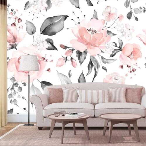 Custom Photo Pink Rose Flower Wall Background Wallpaper Murals for Living Room Walls Paper Home Self Adhesive Furniture Decor