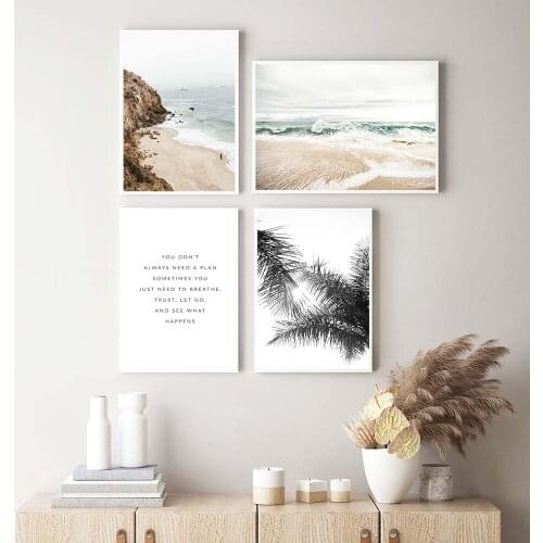 Travel Poster Coconut Tree Scenery Canvas Painting Beach Landscape Art Print Palm Tree Wall Picture for Living Room Home Decor