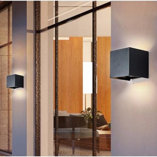Simple Square Wall Lamp Beside Lamp For Courtyard Villa Corridor Led Waterproof Outdoor Double Headed Dimming Balcony Wall Lamp