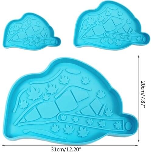 R58E 3 Pcs Maple Lips Keychain Epoxy Resin Mold Serving Board Tray Coaster Silicone Mould DIY Crafts Jewelry Storage Home Tools