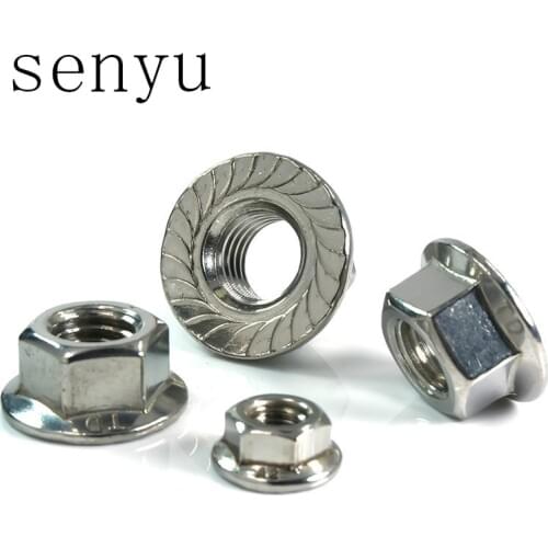 Senyu Free Shipping 20Pcs M3 M4 M5 M6 M8 304 Stainless Steel Hexagon Flange Nuts Pinking Slip Locking Lock M3 T Nut