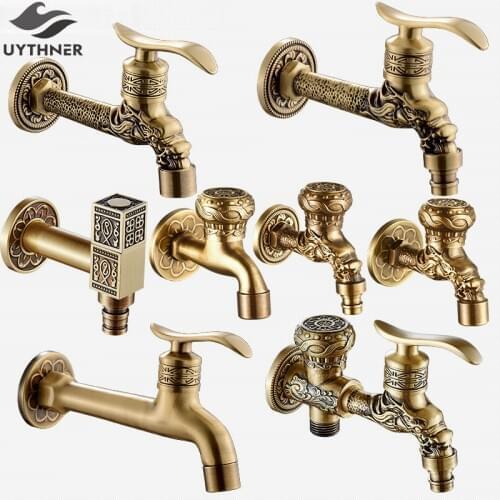 Uythner Modern Free Shipping Antique Brass Decorative Outdoor Faucet Tap Bathroom Washing Machine /Mop Faucet