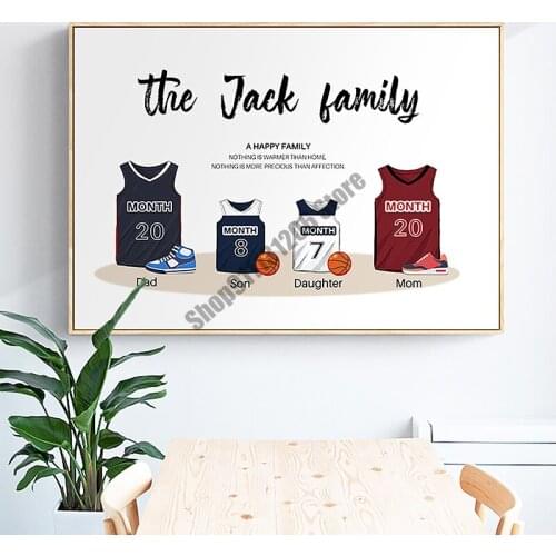 Sportswear Wall Art Canvas Painting Print Personalized Birth Date Name Custom Family Poster Nordic Picture for Living Room Decor