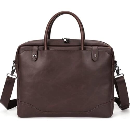 Men Thick Leather Handbags Casual Top Quality Leather Laptop Bags Male Business Travel Messenger Bags Men Crossbody Shoulder Bag