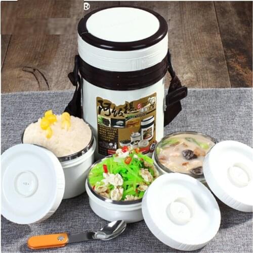 1.9L/2.3L Thermal Lunch Box Leak-Proof Stainless Steel Portable Picnic School Food Container with 3 layers