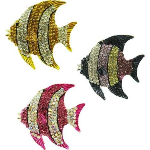 TianBo Trendy Fish Brooches Classic Multicolour Rhinestone Badges for Women Shirt Collar Enamel Pin Jewelry Christmas Gift