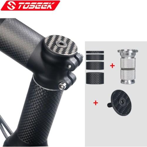 TOSEEK 3K matte Carbon Fiber Headset Stem Top Cap 28.6mm Bike Headset Expansion Screw Bike fork carbon washer 5mm/10MM/15MM/20MM