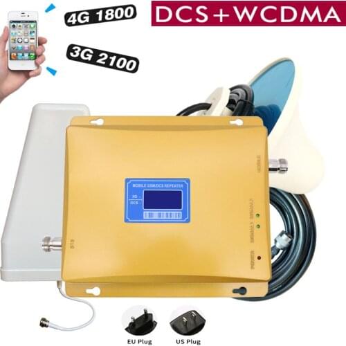 4G Signal boo3G WCDMA 2100MHz 4G LTE1800 Dual Band Cellphone Cellular Signal Booster DCS1800 2100 UMTS Signal Repeater Amplifier