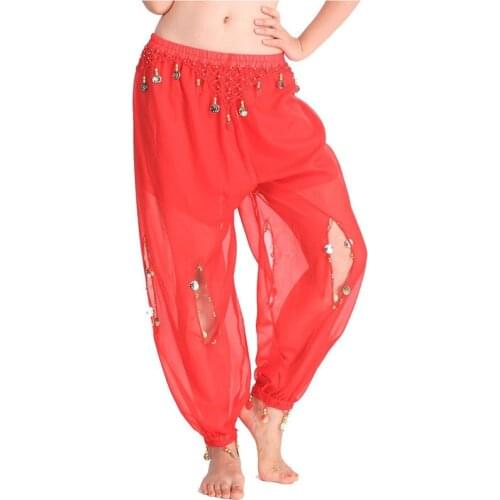 Belly Dance Pant 2018 Woman Belly Dance Costumes Tribal Lantern Harem Pants Hanging Coins Belly Dance Pants