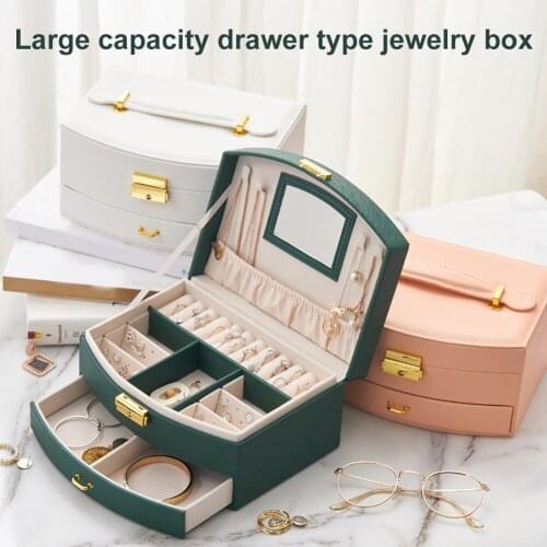 Women 2 Layers Fashion Necklace Jewelry Cosmetics Organizer Holder Storage Case Jewelry Box Jewelry Display Home Storage Box