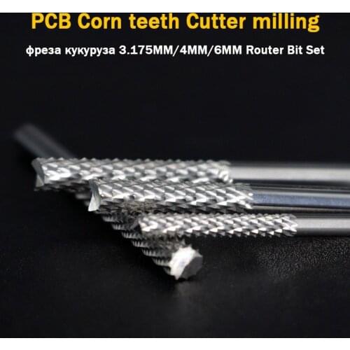 1 pcs 3.175 4 6mm Carbide Tungsten Corn Cutter cutting PCB milling bits end mill CNC router bits for wood Engraving machine set