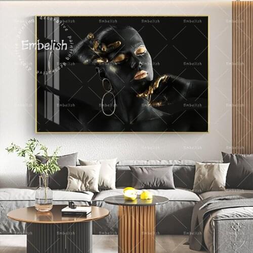 1 Pieces Beautiful Nude African Woman With Golden Earings Sexy Wall Pictures For Living Room HD Canvas Paintings Home Decoration