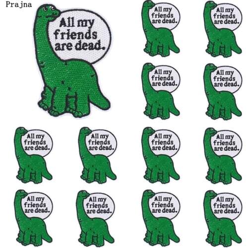 Prajna 10 PCS Wholesale Cute Dinosaur Applique Embroidered Patches On DIY Clothes Cartoon Animal Iron On Patches For Clothing
