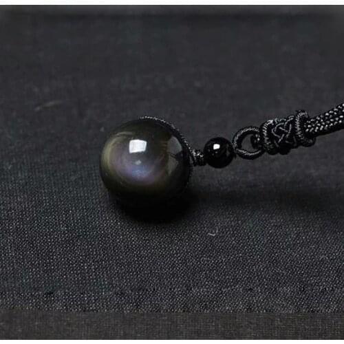 16mm Black Obsidian Rainbow Eye Beads Ball jewelry Stone Pendant Transfer Lucky Love Crystal Jewelry