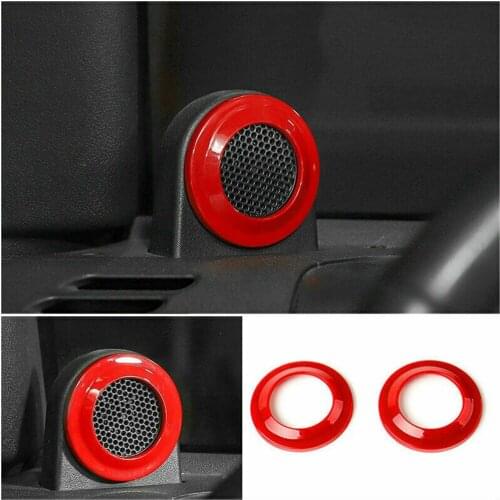 2pcs Red Car Interior A Pillar Speaker Cover Trim Horn Audio Speaker Cover Trim Accessories For Jeep Wrangler Jk 2008-2014
