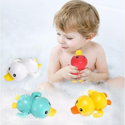 2020 Bathroom Bath Toy Shower Baby Clockwork Swimming Children Play Water Cute Little Yellow Duck Bathing Bathtub Toys for Kids