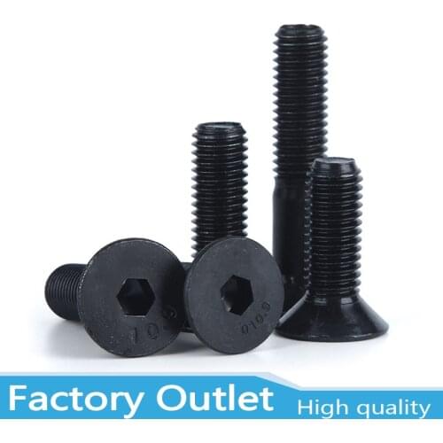 10/50pc M2 M2.5 M3 M4 M5 M6 M8 Black grade 10.9 steel GB70.3 Hexagon Hex Socket Head Flat Countersunk Allen Bolt Screw L=3-100mm
