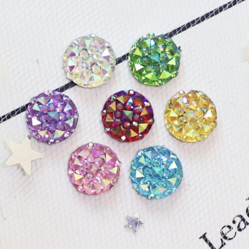 50 pcs 10mm Mix AB Resin 10mm The crocodile back Round Flatback Rhinestone Child Scrapbook Craft/wedding Z112