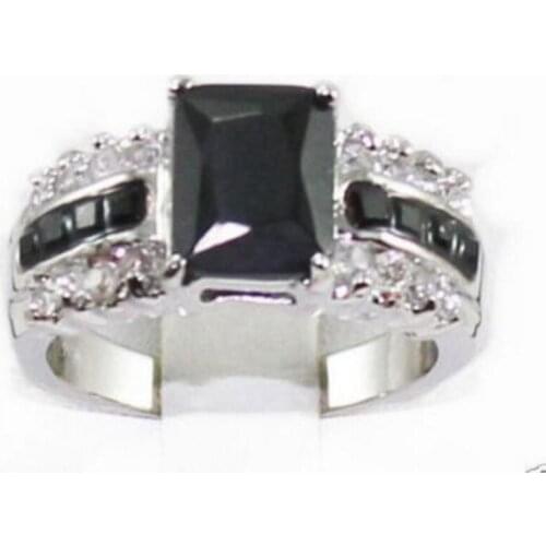 Free Shipping Genuine black Tourmaline ring size 7-8