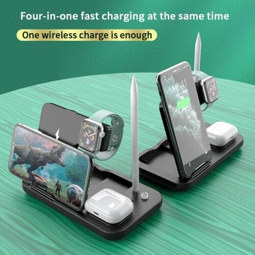 4 In 1 Wireless Charger 15W Wireless Charging Phone Charger For iPhone 11 Airpods 1/2/pro iWatch 5/4/3/2/1 Apple Pencil Charger