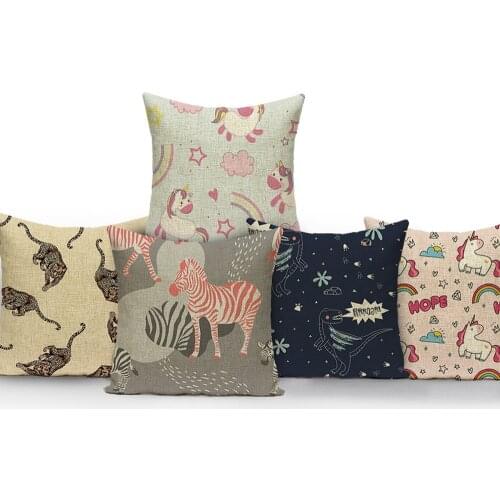 Cartoon Animal Throw Pillow Case Cute Horse Cushions Cover Horse Decorative Sofa Cushion Covers Cute Print Pillow Cases Cojines