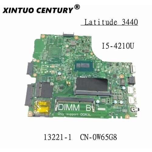 CN-0W65G8 0W65G8 W65G8 For Dell Latitude 3440 Laptop Motherboard DL340-HSW MB 13221-1 WVPHP W/ SR1EF I5-4210U 100%tested working