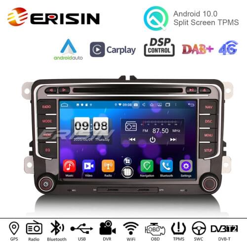 Erisin 8735 DSP Android 10.0 Car DVD CarPlay Auto GPS 4G DAB+ WiFi for VW Passat Golf Jetta Amarok EOS Sharan Tiguan SEAT