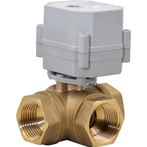 HSH-Flo DN8-25 AC110-230V 3 Way T/L Type Reduce Bore Motorized Ball Valve NPT/BSP Brass,4 Wires Control Electric Valve CR4-01