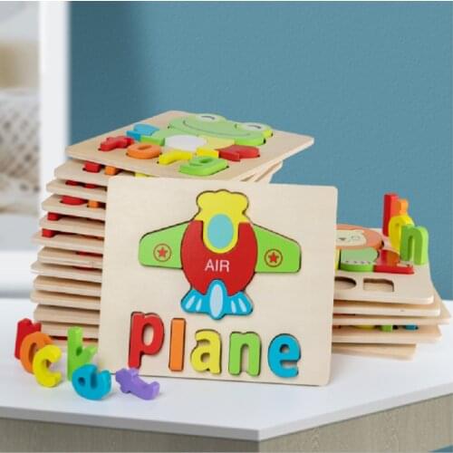 Montessori Toys Educational Wooden Toys for Children Early Learning 3D Cartoon Puzzle Kids Math Match Teaching Aids
