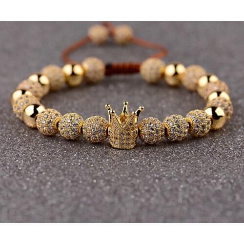 DOUVEI Classic Men Bracelet Jewelry Crown Charms Luxury Macrame Beads Bracelets For Women Pulseira Masculina Feminina Gifts