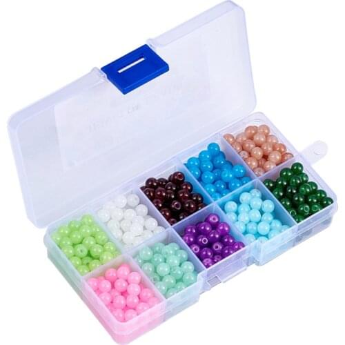 Pandahall 550pcs/box 6mm Round Imitation Mixed ColorSpray Painted Glass Beads Strands