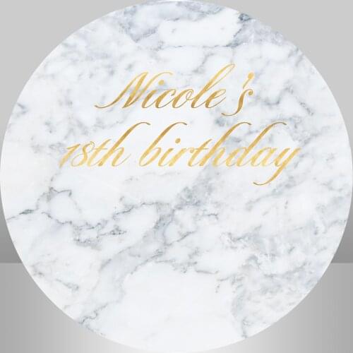 Circle Round Backdrop Marble Bridal Shower Wedding Party cake Table Banner Happy Birthday Photo Studio